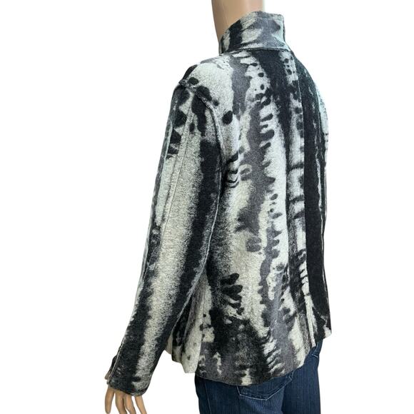Amici By Baci Wool Blend Jacket Small Fuzzy Ink Blot Print Art To Wear Eclectic - Picture 2 of 9